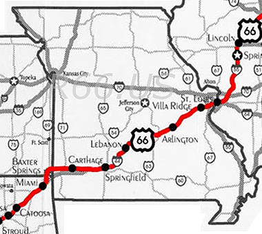 missouri map with cities. Missouri Route 66 Map